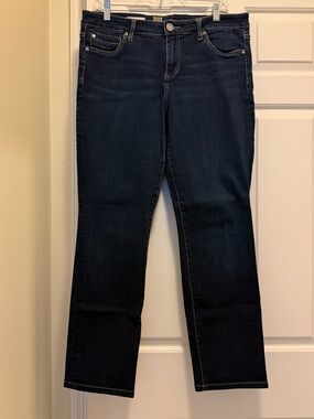 Kut from the Kloth Diana Skinny Dark Indigo Straight Leg Jeans Size 12